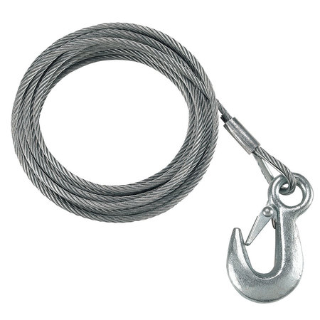 FULTON 7/32" x 50' Galv Winch Cable and Hook-5,600 lbs. Breaking Strength WC750 0100